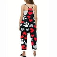 thumbnail image 3 of Odeerbi Kids Girls Summer Jumpsuit Love Print Bib Overalls Casual Sleeveless Rompers Long Pants with Pockets 5-14 Years Red, 3 of 5