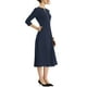 thumbnail image 4 of Vestido de trabajo para mujeres INSPIRE CHIC, corte A, mangas 3/4, vestido midi elegante, azul marino, 2XL, 4 of 6