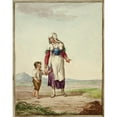 thumbnail image 3 of After Bartolomeo Pinelli 20x24 Black Modern Framed Museum Art Print Titled - Woman in Native Costume with Boy on Road, 3 of 5