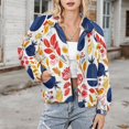 thumbnail image 3 of Jackets for Women Winter Coat Jackets Flannel Stand Collar Jacket(Autumnal Fruit Floral Seamless Pattern,Size:S-4XL), 3 of 7