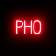 thumbnail image 1 of SpellBrite PHO LED Sign for Business. 13.2" x 6.3" Red PHO Sign Has Neon Sign Look With Energy Efficient LED Light Source. Visible from 500+ Feet, 8 Animation Settings., 1 of 4