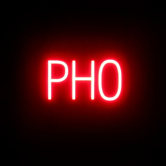 SpellBrite PHO LED Sign for Business. 13.2" x 6.3" Red PHO Sign Has Neon Sign Look With Energy Efficient LED Light Source. Visible from 500 Feet, 8 Animation Settings.
