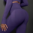 thumbnail image 5 of OSOLU New Knitted Seamless Push Up Tight Yoga Pants For Women High Waist And Show Running And Fitness Pants Workout Stretchy Running Tummy Control Joggers Bottoms Dark Purple M, 5 of 5