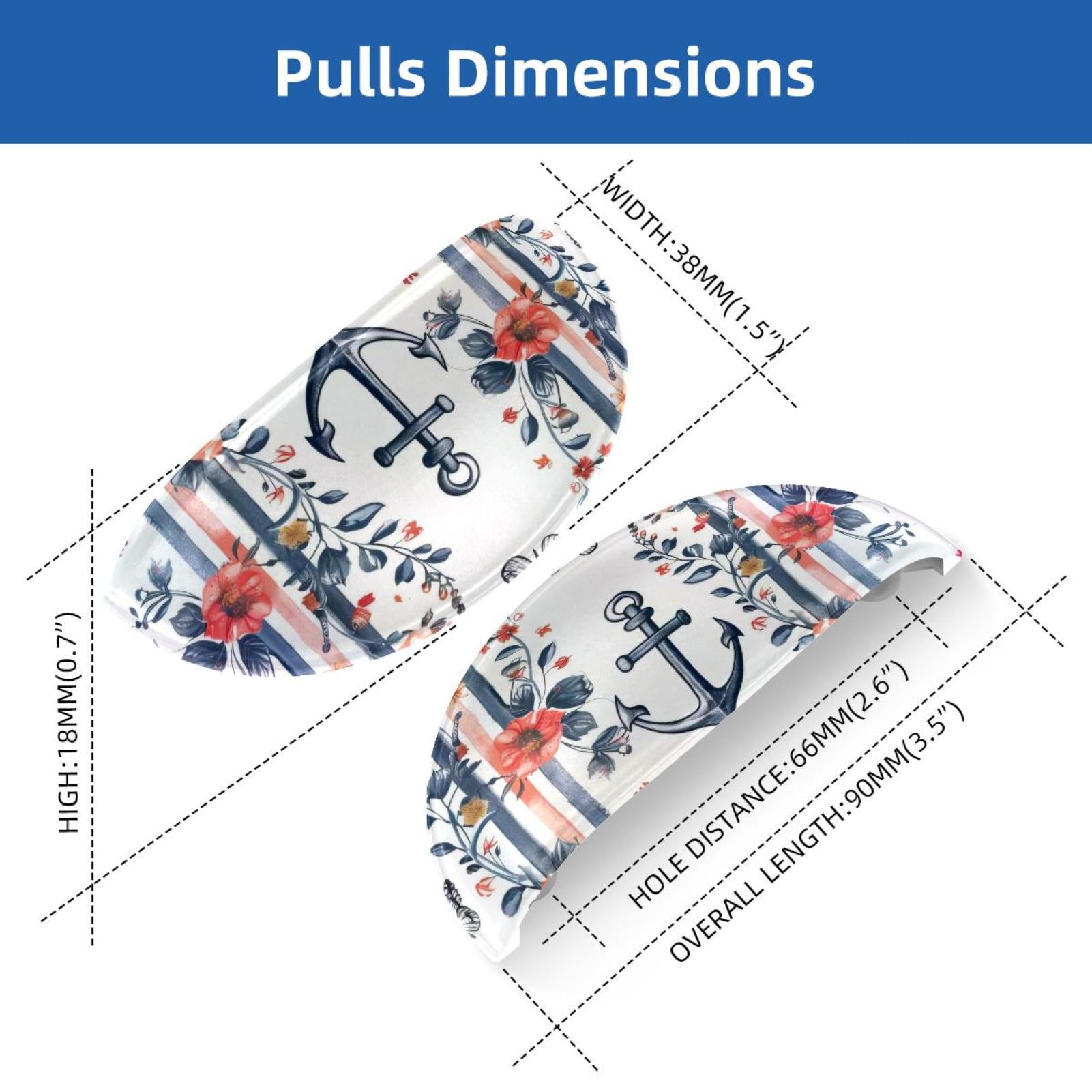 PhooArto 6 Pcs Cup Drawer Pulls, Anchor Floral Butterfly Stripe Pattern Shell Shape Handles Cabinet Knobs for Dresser Cupboard Closet Wardrobe with Screws