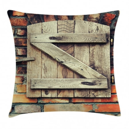 Rustic Throw Pillow Cushion Cover Natural Material Wooden Window