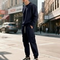 thumbnail image 2 of Ecqkame&nbsp;Men's Sweatsuits Fleece Warm 2 Piece Sets Outfits Long Sleeve Crewneck Pullover Active Joggers Sweatpants Tracksuits Set&nbsp;Navy&nbsp;S, 2 of 7