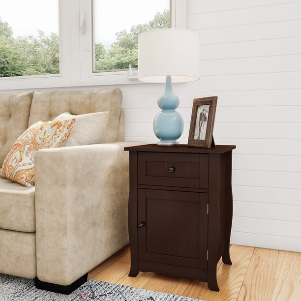 Somerset Home Side Table – Accent Nightstand with Drawer and Cabinet - Walmart.com