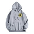 thumbnail image 5 of DDAPJ pyju Womens Cute Graphic Hoodies Oversized Sunflower Print Hooded Sweatshirt Teen Girls Y2K Aesthetic Hoodie with Kangaroo Pocket Gray XXL, 5 of 6