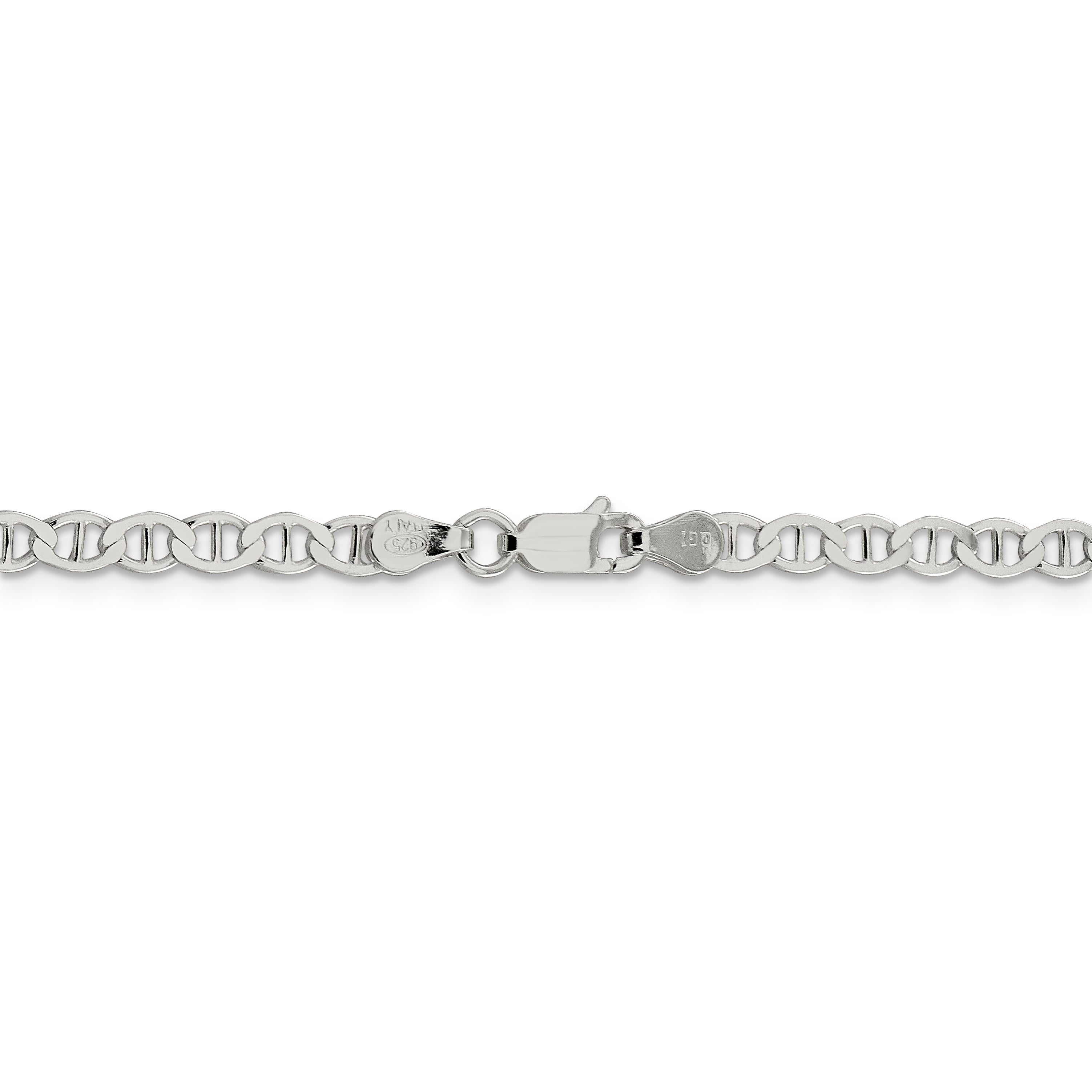 Primal Silver Sterling Silver 4mm Polished Flat Anchor Chain Anklet