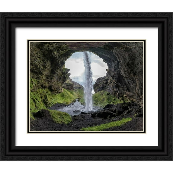 Kort, Bragi 14x12 Black Ornate Wood Framed with Double Matting Museum Art Print Titled - Hidden waterfall