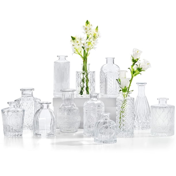 Juego de 12 jarrones de cristal CUCUMI para decoración de centros de mesa
