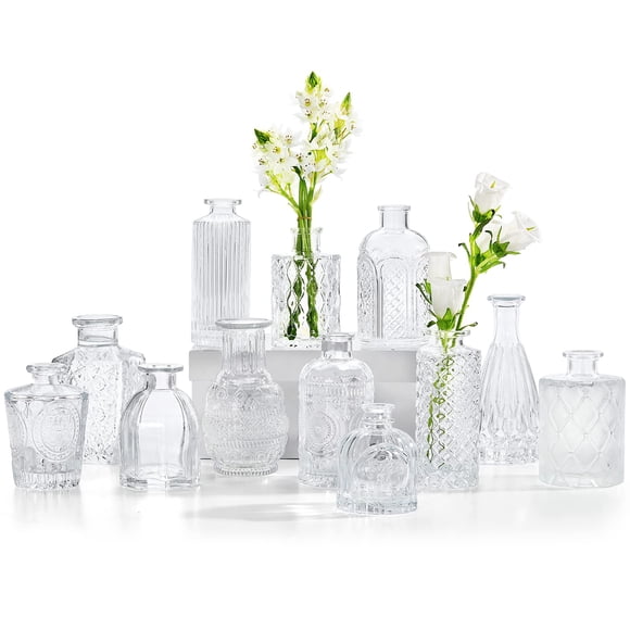 Juego de 12 jarrones de cristal CUCUMI para decoración de centros de mesa