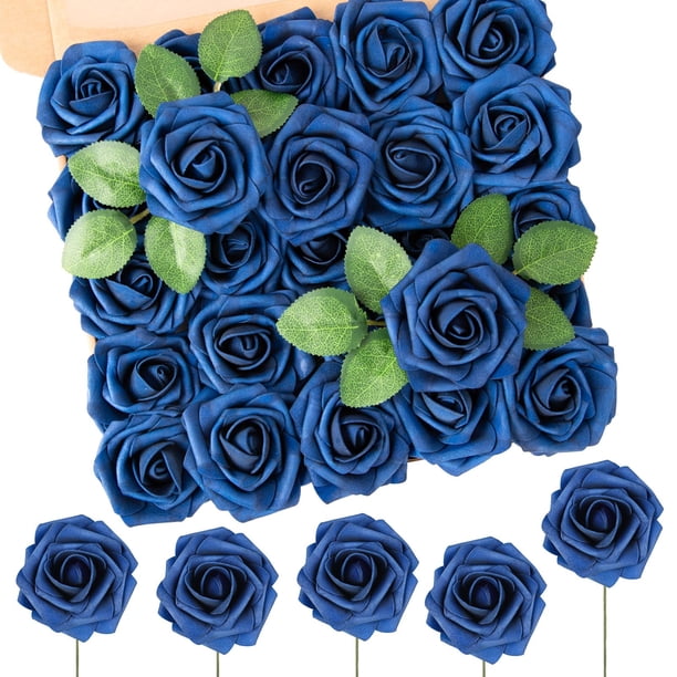 Rosas Artificiales N&T NIETING Azul Marino x50 con Tallo