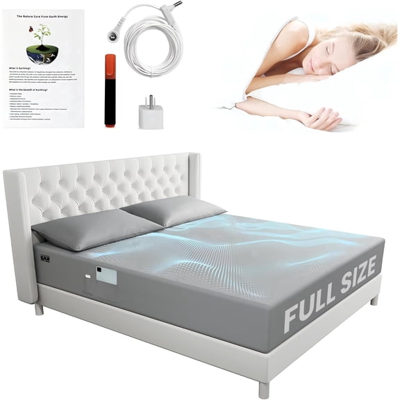 Alow Grounding Sheets Full Size 90% Organic Cotton + 10% Pure Silver Gray Fiber Grounding Sheet Earth Connected Bedding with Grounding Cord Earth Connected Bedding