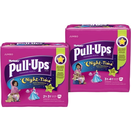 Huggies Pull-Ups Disney PrincessTraining Pants Night Time Glow In The Dark Size 2T-3T - 24 CT