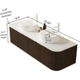 thumbnail image 2 of 60" Floating Bathroom Vanity with Sink, Wall-Mount Cabinet with 2 White Round Ceramic Basins and Marble Top, 2 Large Storage Drawer, Soft-Close Design, Dark Walnut, 2 of 6