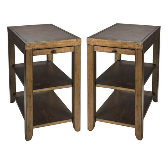 Home Square 2-Piece Furniture Mitchell Chair Side Table Set in Nutmeg