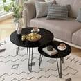 thumbnail image 3 of CQSXDA Round Nesting Coffee Table Set Marble Tabletop Sturdy Metal Frame Living & Bedroom Furniture Decor, 3 of 12