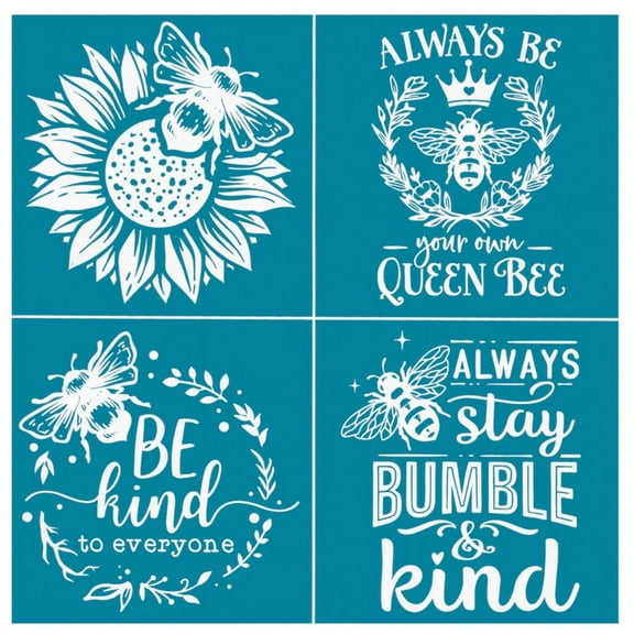 SUNRI Sunflower Bee Self-Adhesive Silk Screen Printing Stencil Mesh Transfers for DIY