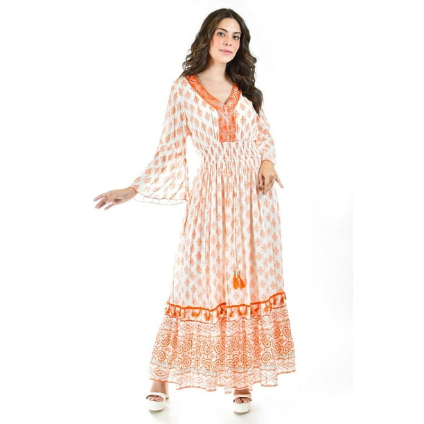 Vestido bohemio largo Roman Fashion /Juvenil, 23179 (Naranja) naranja M
