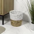 thumbnail image 6 of happimess Toby Contemporary Bohemian Two-Tone Handwoven Water Hyacinth 3.1-Gallon Tapered Round Wicker Waste Basket, White/Natural (Set of 2), 6 of 6