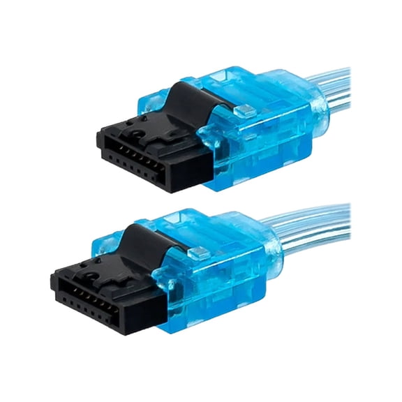 Monoprice 10-inch SATA III 6.0 Gbps Cable w/Locking Latch - Neon Blue