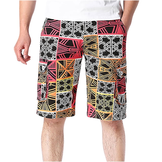 Birdeem Mens Plus Size Cargo Stripe Shorts Multi-Pockets Relaxed Summer Beach Shorts Pants