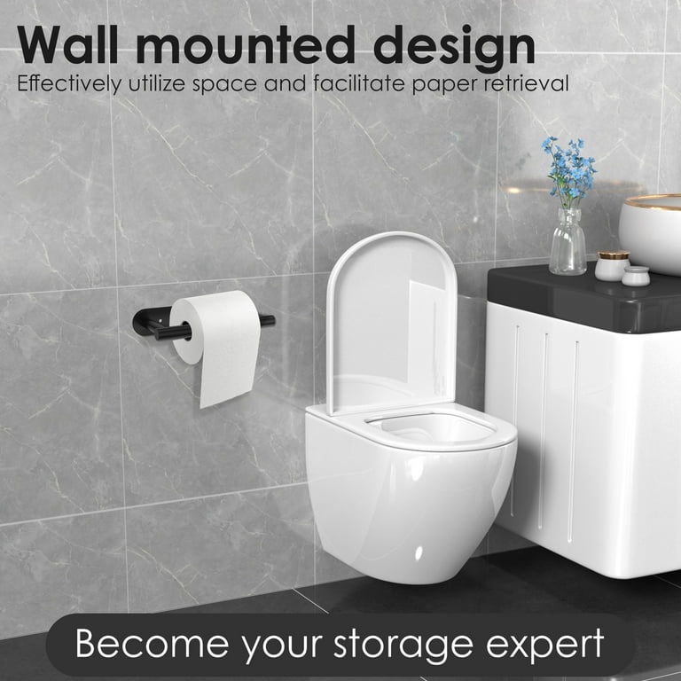 Wall-Mounted Stainless Steel Toilet Paper Holder, Matte Black photo 6