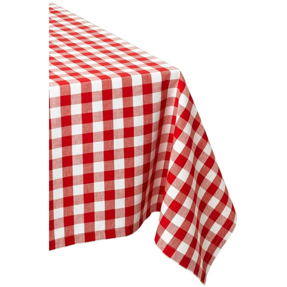 120" Red and White Classic Gingham Rectangular Table Cloth Walmart