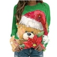 thumbnail image 2 of Craaazy Women's Fashion Christmas Snowman Printed Casual Round Neck Long Sleeve Loose Shirts Gifts, 2 of 4