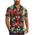 thumbnail image 2 of BLTIBY Christmas Shirt for Men Button Down Short Sleeve Lapel Hawaiian Shirts Xmas Santa Printed Casual Holiday Beach Shirts Top Red 2 L, 2 of 6