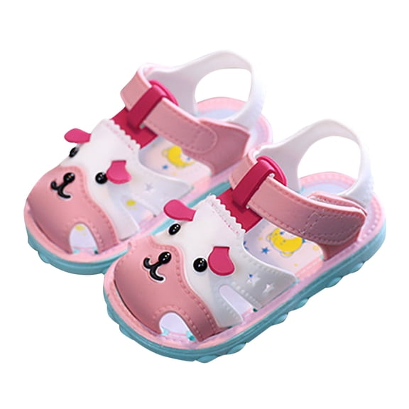 Generic Boys Girls Summer Sandals Cartoon Dog Sandals Closed Toe Slip Premium Rubber Sole Toddler White Dress Shoes for Girls