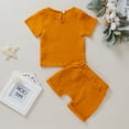 thumbnail image 5 of MXIEZI Newborn Boys Short Sleeve 2Pcs Outfits for 1M-4Y Baby Toddler Summer Solid color T-Shirt Tops + Elastic Waistband Shorts Set, 5 of 8