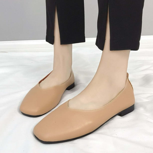 TOWED22 Womens Flats,Womens Pointed Toe Ballet Flat Knit Dress Shoes Low  Wedge Flat Shoes Comfort Slip On Flats Shoes for Woman Classic Softable  Shoes,Brown 