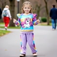 thumbnail image 4 of Emy Dola 1-7 Years Toddler Baby Girls Ruffled Long Sleeve 2 Pieces Sweatshirt Outfits Kids Rainbow Stripes Unicorn Sweatshirt Tops and Pants Set, 4 of 8