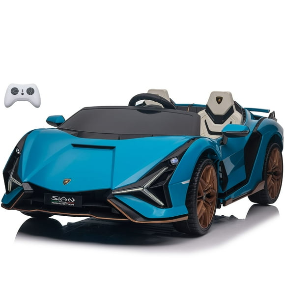 VOLTZ TOYS Lamborghini SIAN 24V Ride-On Car, 2-Seater Licensed Electric Vehicle with 4WD, Parental Remote, Leather Seats & EVA Tires, Blue