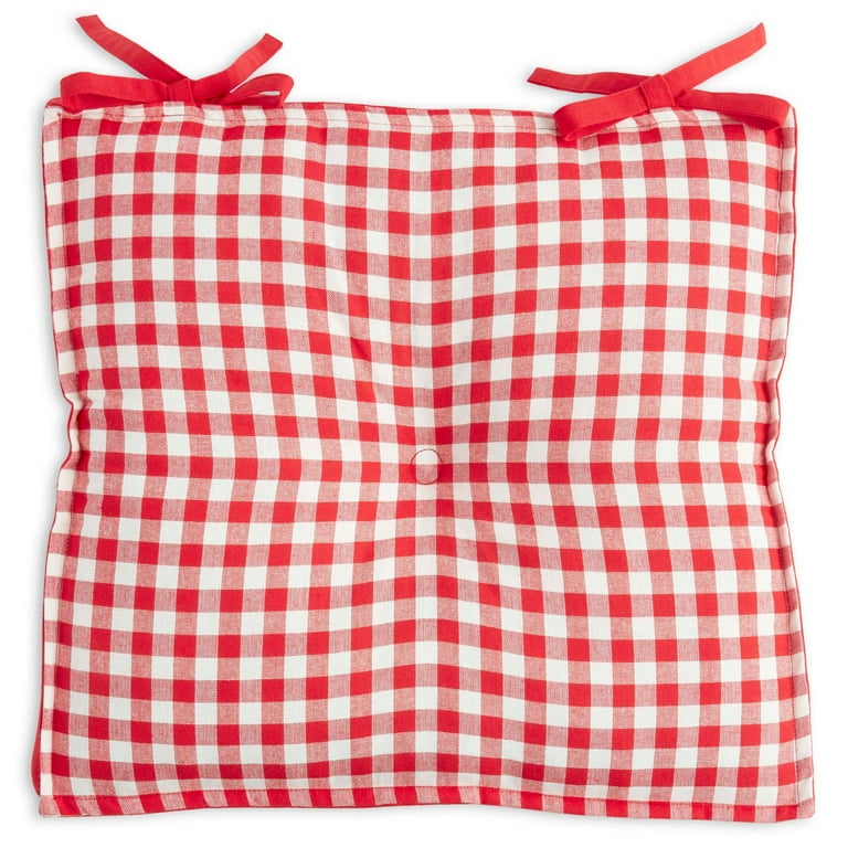 pack) The Pioneer Woman Gingham Chair Cushion, Multicolor, 17