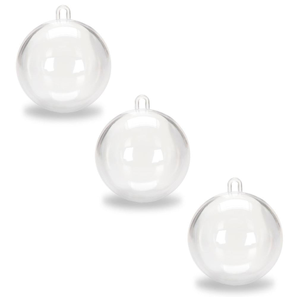 BestPysanky Set of 3 Openable Fillable Clear Plastic Ball Christmas