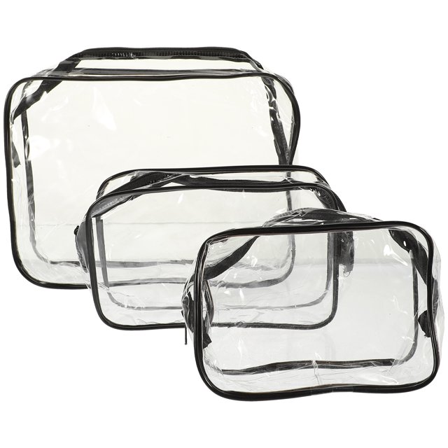 3pcs Clear Travel Toiletry Bag Zipper Makeup Bag Transparent Cosmetics Bags for Woman
