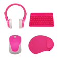 thumbnail image 1 of Tech Theory - Home School Kit, Includes Bluetooth Keyboard, Wireless Mouse, Wired Headset and Mouse Pad, Pink, 1 of 5
