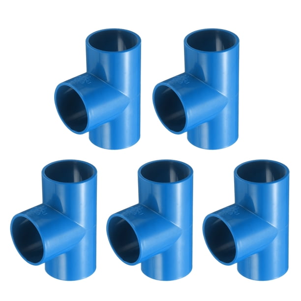 Uxcell 5Pcs 1.2" Tee 3 Vías Conectores de Accesorios de Tubo, Accesorios de Esquina de Grado de Construcción de Muebles para Estructura de Soporte de Estante de Jardín Conexión de Carpa, Azul