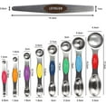 thumbnail image 4 of Bail Magnetic Measuring Spoons Sets of 9, Dual Sided Stainless Steel Stackable Teaspoon Tablespoon with Colorful Scale and Leveler, Fits in Spice Jars for Measuring Dry and Liquid Ingredients, 4 of 5