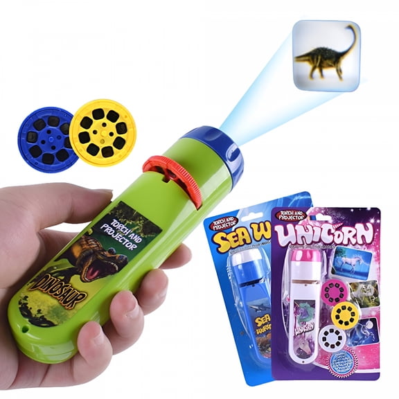 HIBIBUD Slide Projector Torch Projection Light Small Torches Lamp Flashlight Educational Learning Bed Night Light for Child, Kids, Infant, Toddler, Children