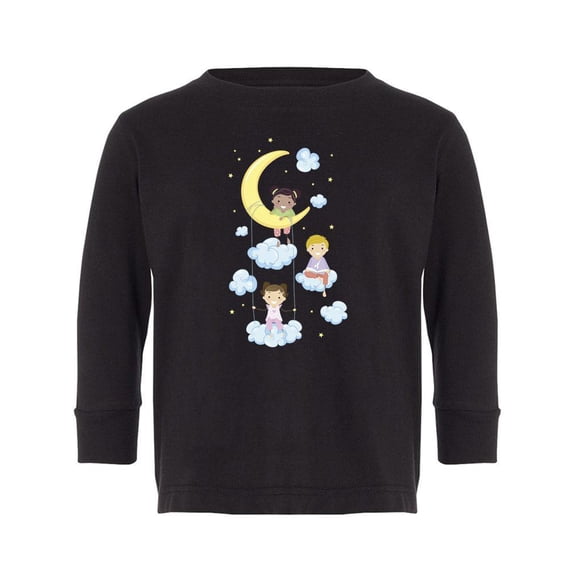Kids On Clouds With Moon Long Sleeve Toddler -Image by Shutterstock, 4 Toddler