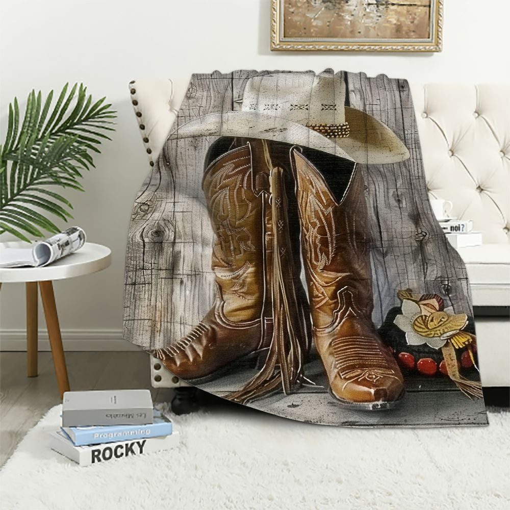 Urban Shop 50 x 60 Cowboy Western Faux Fur Throw for Teens and Young Adults - com
