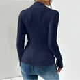 thumbnail image 4 of Women's Criss Cross Front Sweater Wrap V-Neck Ribbed Knit Pullover (Dark Blue, L), 4 of 5