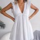 thumbnail image 1 of Vestido De Las Señoras Vestido elegante de lunares Jacquard de verano para mujer Vestidos con cuello en V para cóctel Cgtredaw para Mujer Blanco T S, 1 of 7