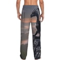thumbnail image 2 of Bixox Men's Black Dragon Cliff Dawn Patterned Pajama Pants with Pockets Lounge Clothes for Home, 2 of 5