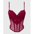 thumbnail image 4 of Lightly Lined Demi Bustier with romantic lace and Mesh in Plum Rose, 4 of 5