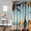 thumbnail image 2 of Pratyus Surfboards Palm Trees Beachy Quick-Drying Shower Curtain Set with Hooks for Bathroom Decoration 100% Polyester Washable Shower Curtain 69x72, 2 of 7